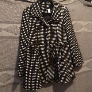 Polka Dot Pleated Peacoat